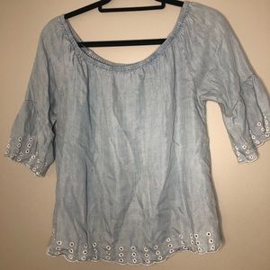 Rd style off the shoulder chambray top